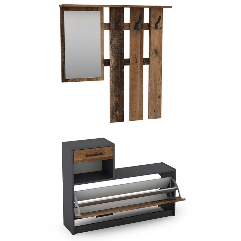 Wohnen Preiswerte Flureinrichtung zweifarbig - Vinzent (zweiteilig)