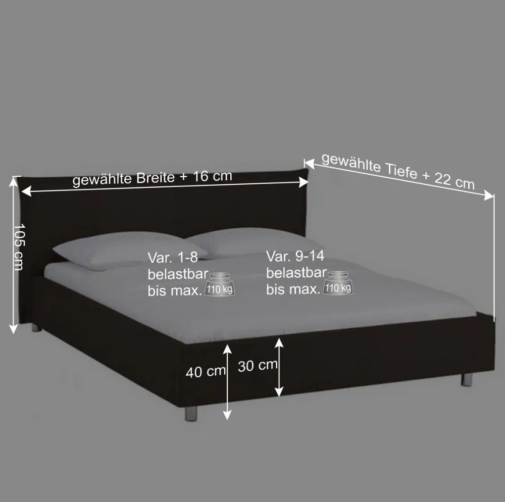 Wohnen Braune Möbel|Betten*Preiswertes Polsterbett Vasilio in braunem Kunstleder
