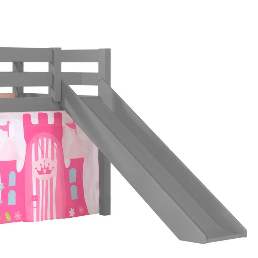 Kinder Wohnen Prinzessin Hochbett mit Rutsche in Grau - Cisada