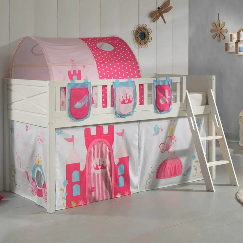 Wohnen Weiße Möbel|Jugendbetten*Prinzessin Spielbett Hochbett in Weiß - Brusetta