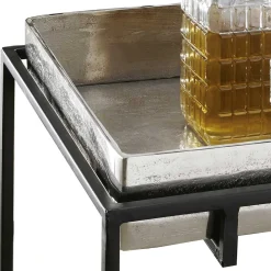 Wohnen Telefontische*Quadrat Beistelltisch aus Alu in Nickel - Ivany