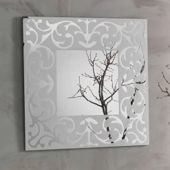 Wohnen Spiegel|Flurspiegel*Quadrat Design Spiegel mit Ornament Rahmen - Spazion