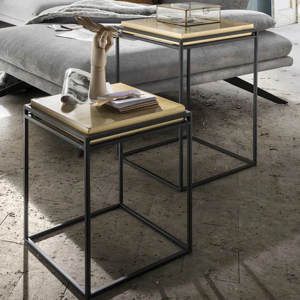 Wohnen Telefontische*Quadratische Beistelltische in Gold - Miaoly (zweiteilig)