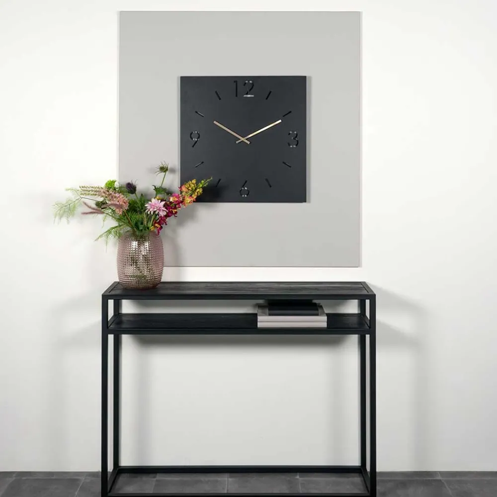 Wohnen Wanduhren*Quadratische Wanduhr in Schwarz - Britain