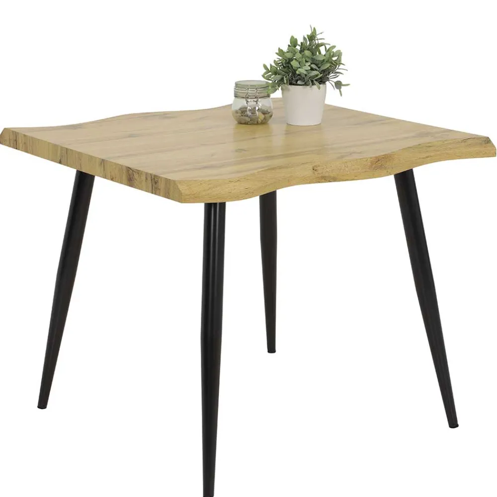 Wohnen Quadratischer Esstisch mit Baumkanten NB - Ashela