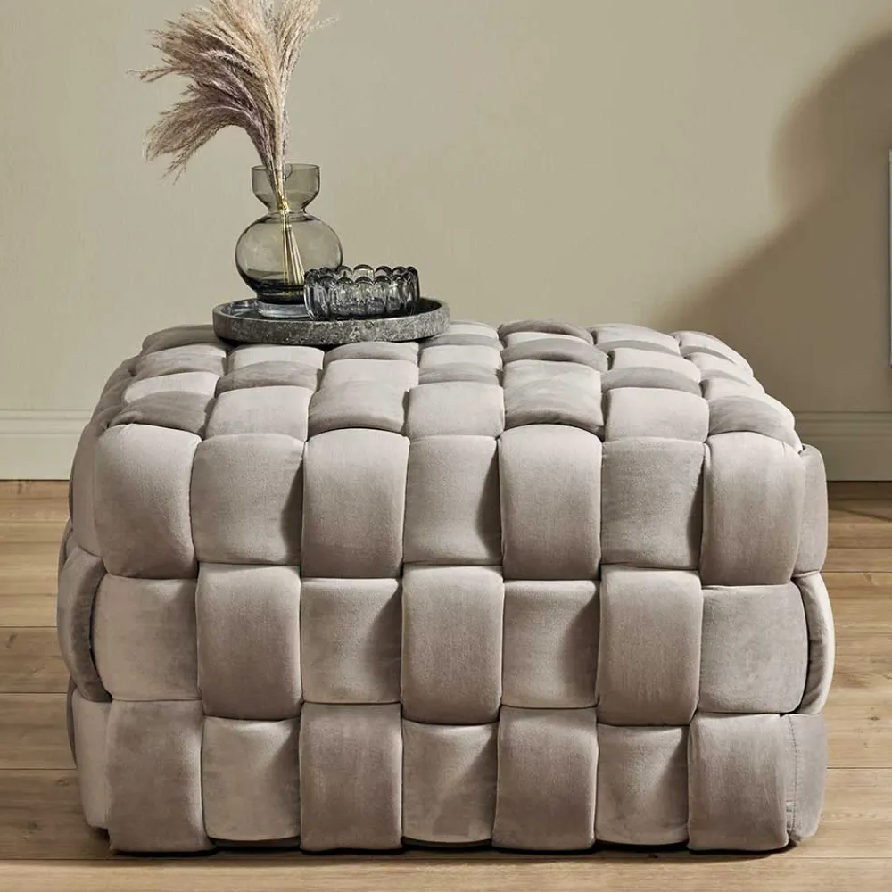 Wohnen Quadratischer Hocker in Flechtoptik - Malivia