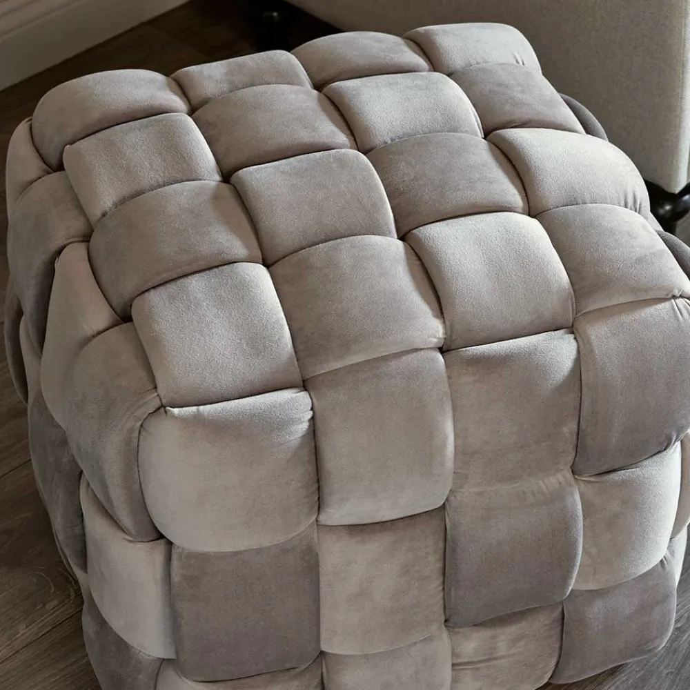 Wohnen Quadratischer Hocker in Flechtoptik - Malivia