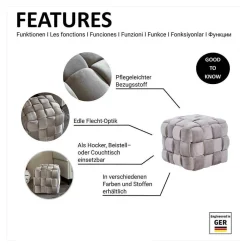 Wohnen Quadratischer Hocker in Flechtoptik - Malivia