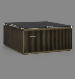 Wohnen Schwarze Möbel|Braune Möbel*Quadratischer Wohnzimmertisch mit Marmorplatte - Hayato