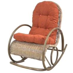 Wohnen Rattanmöbel*Rattan Geflecht Schaukelstuhl in Graubraun - Atjada