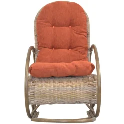 Wohnen Rattanmöbel*Rattan Geflecht Schaukelstuhl in Graubraun - Atjada