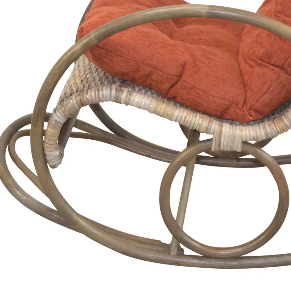 Wohnen Rattanmöbel*Rattan Geflecht Schaukelstuhl in Graubraun - Atjada