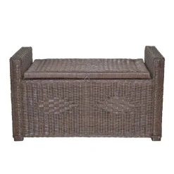 Wohnen Rattan Geflecht Sitztruhe in Braun - Leony