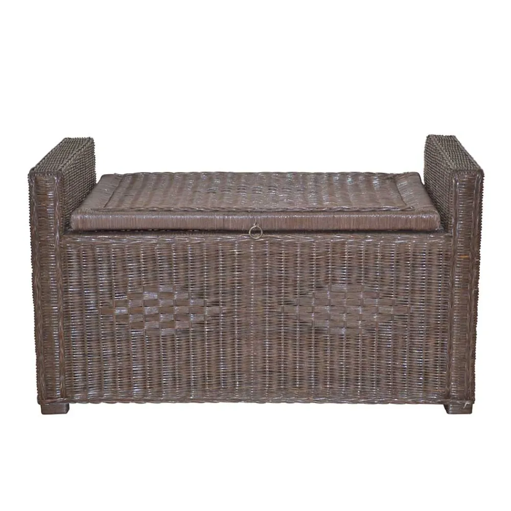 Wohnen Rattan Geflecht Sitztruhe in Braun - Leony