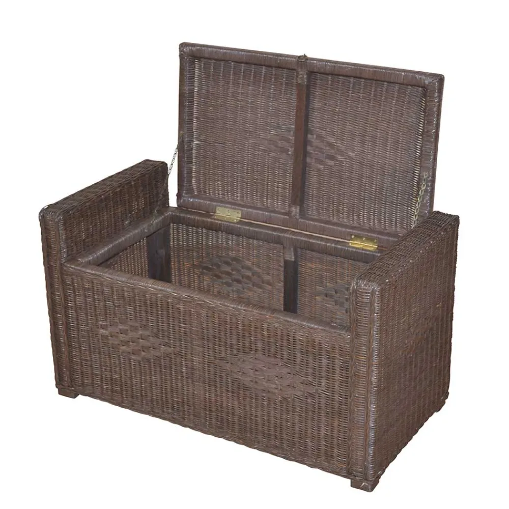 Wohnen Rattan Geflecht Sitztruhe in Braun - Leony
