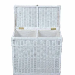Wohnen Rattan Geflecht Wäschetruhe mit 2 Kammern - Gulica