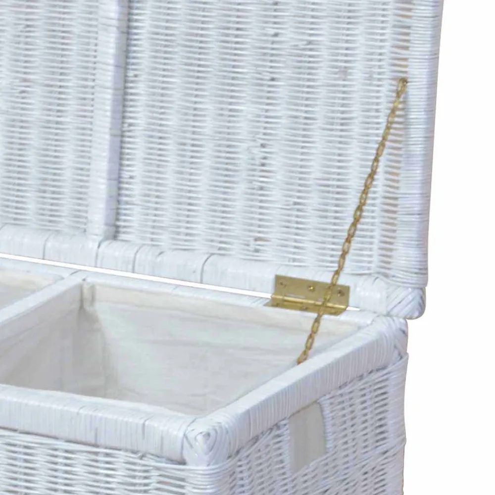 Wohnen Rattan Geflecht Wäschetruhe mit 2 Kammern - Gulica