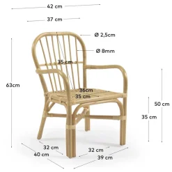 Kinder Wohnen Rattan Kinderstühle mit 35 cm Sitzhöhe - Cigembas (2er Set)