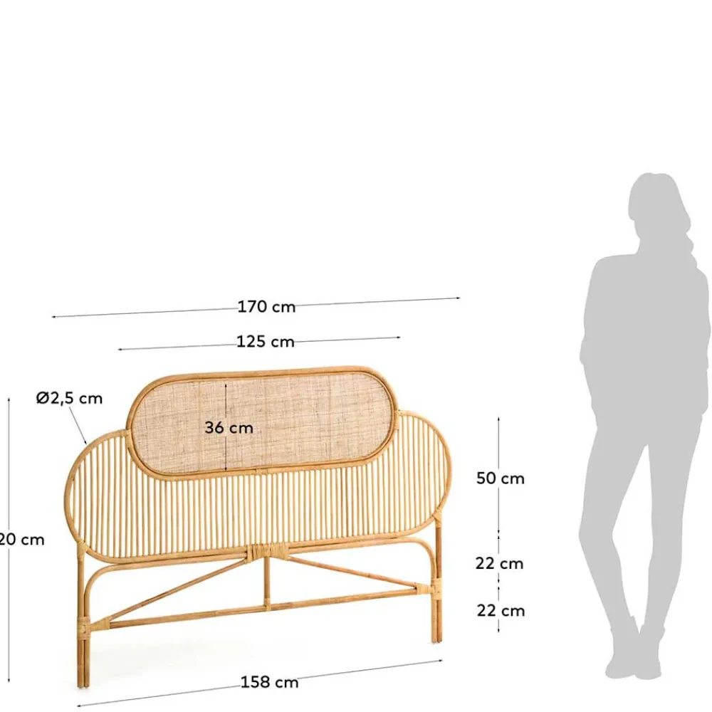 Wohnen Rattanmöbel*Rattan Kopfteil in Natur für Bett - Lucelo