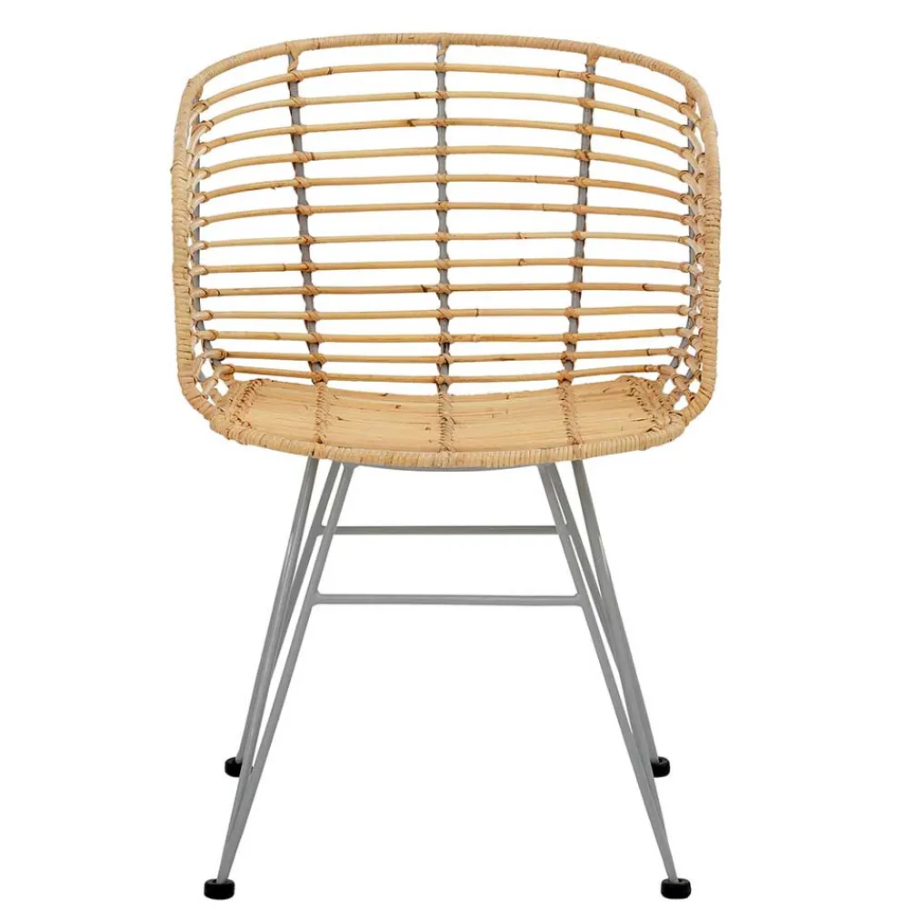 Wohnen Rattanmöbel*Rattan Korbsessel mit Metallgestell - Levitanas (2er Set)