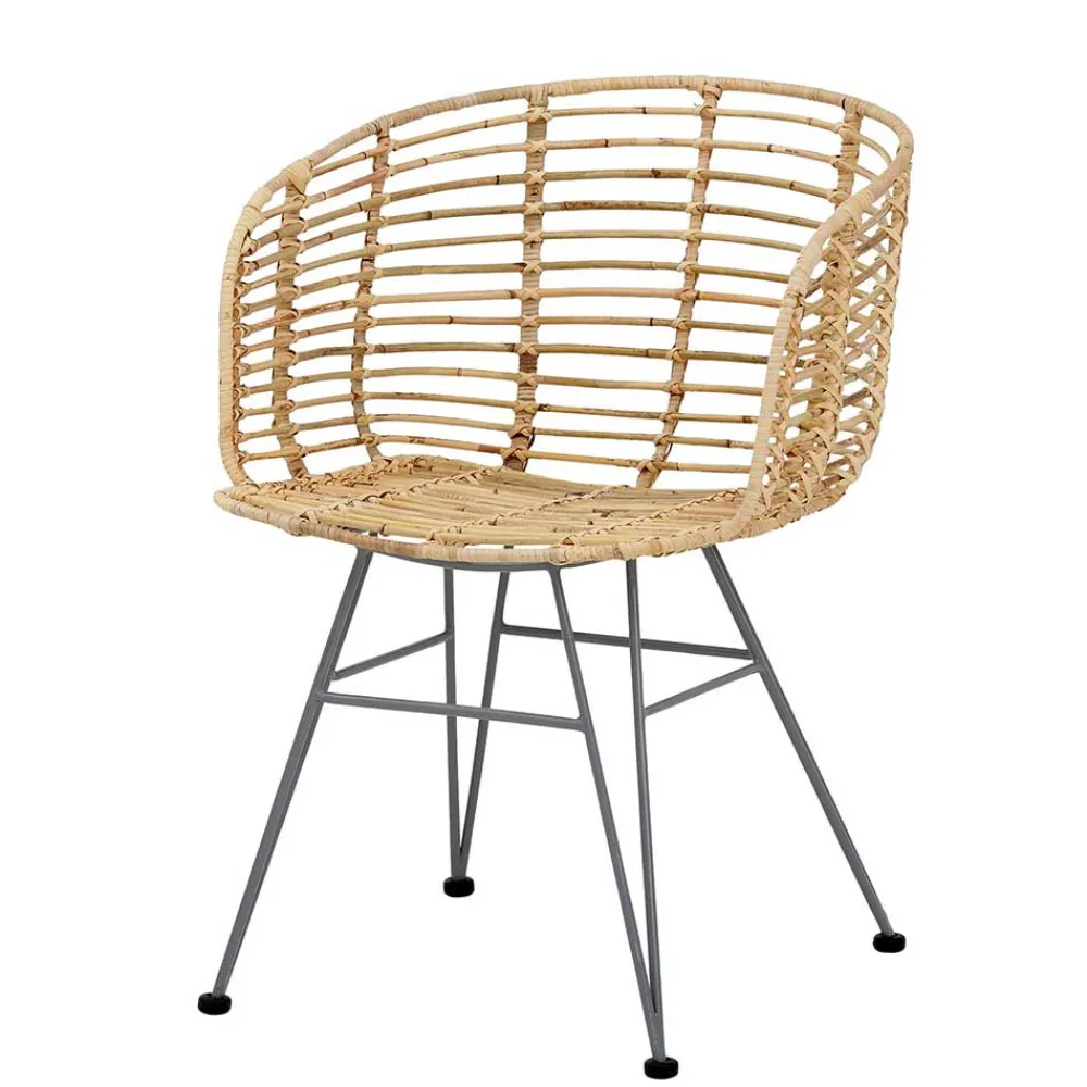 Wohnen Rattanmöbel*Rattan Korbsessel mit Metallgestell - Levitanas (2er Set)