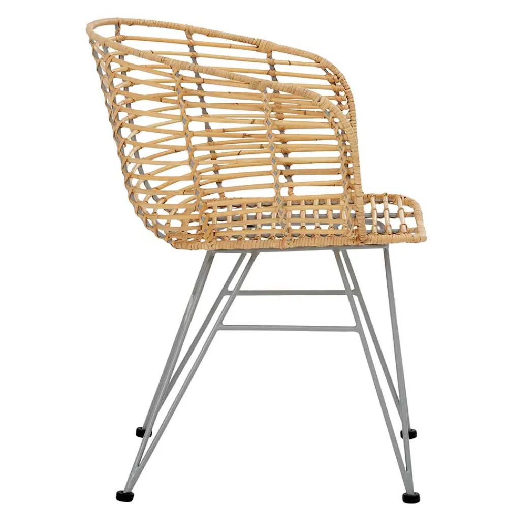 Wohnen Rattanmöbel*Rattan Korbsessel mit Metallgestell - Levitanas (2er Set)