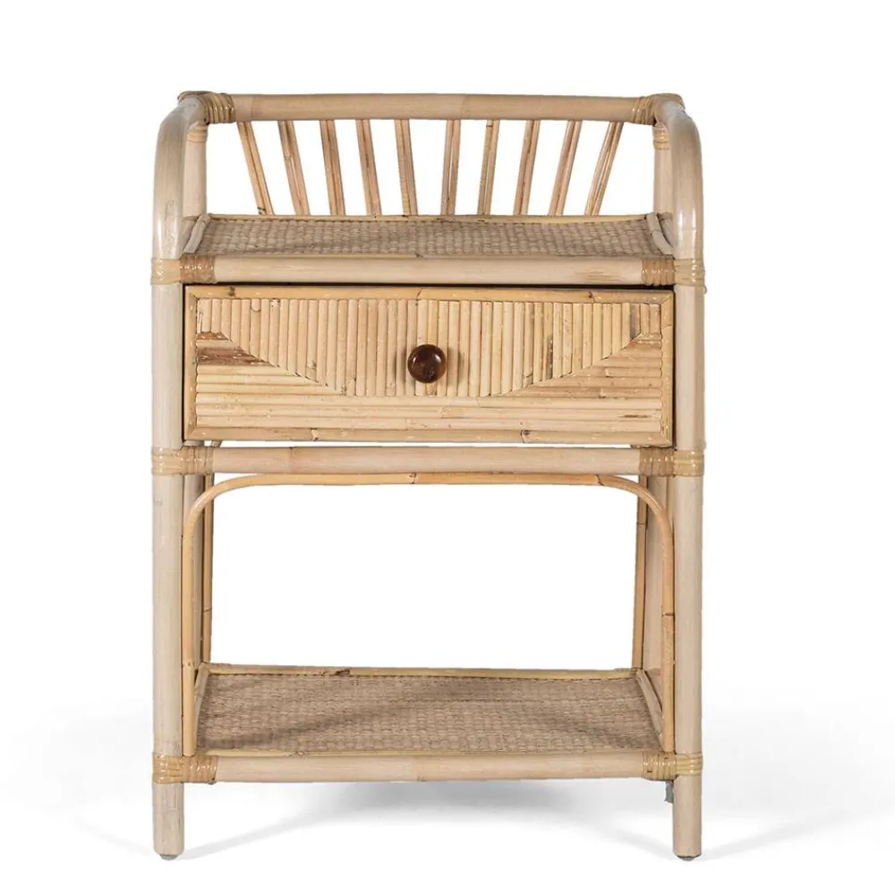 Wohnen Rattan Nachtkonsole mit zwei Ablagen - Robin