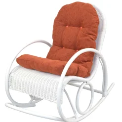 Wohnen Rattan Schaukelstuhl in Weiß lackiert - Eddi