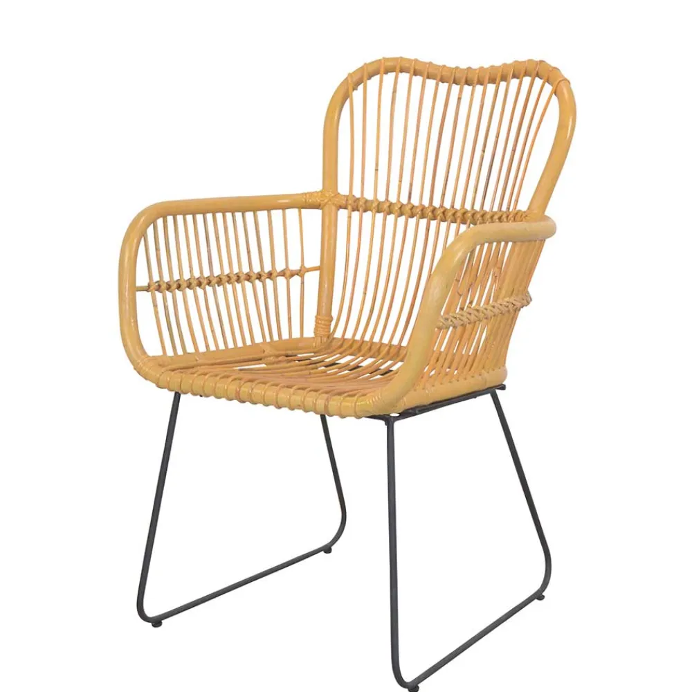 Wohnen Rattanmöbel*Rattan Sessel mit Eisen Bügelgestell - Finaly