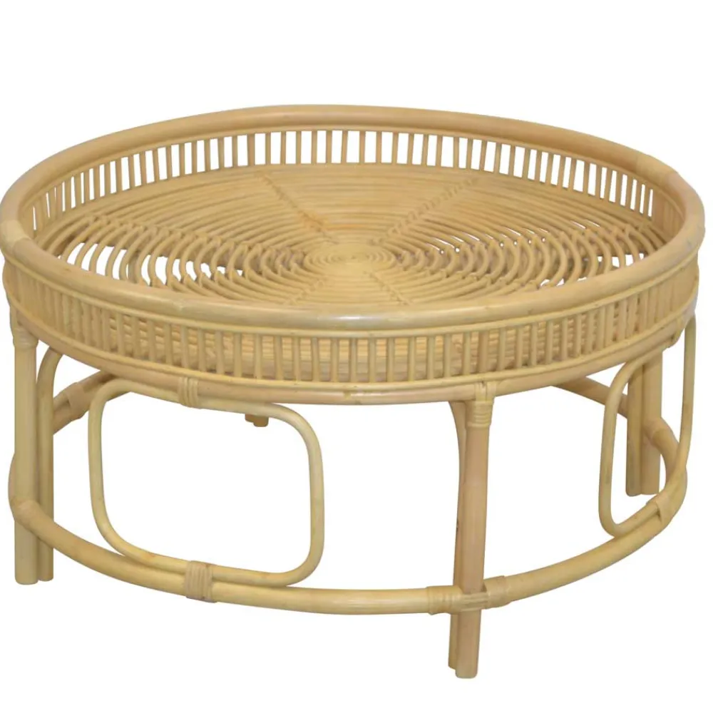 Wohnen Rattan Sofatisch in Beige 75x41x75 - Juwan
