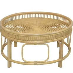 Wohnen Rattan Sofatisch in Beige 75x41x75 - Juwan