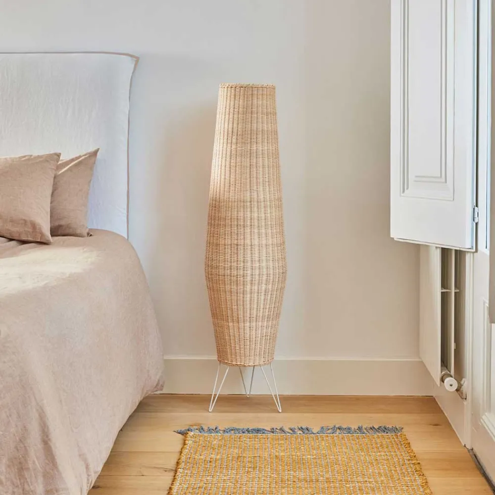 Wohnen Rattanmöbel|Lampen & Leuchten*Rattan Stehleuchte aus Geflecht in Beige - Abelonia