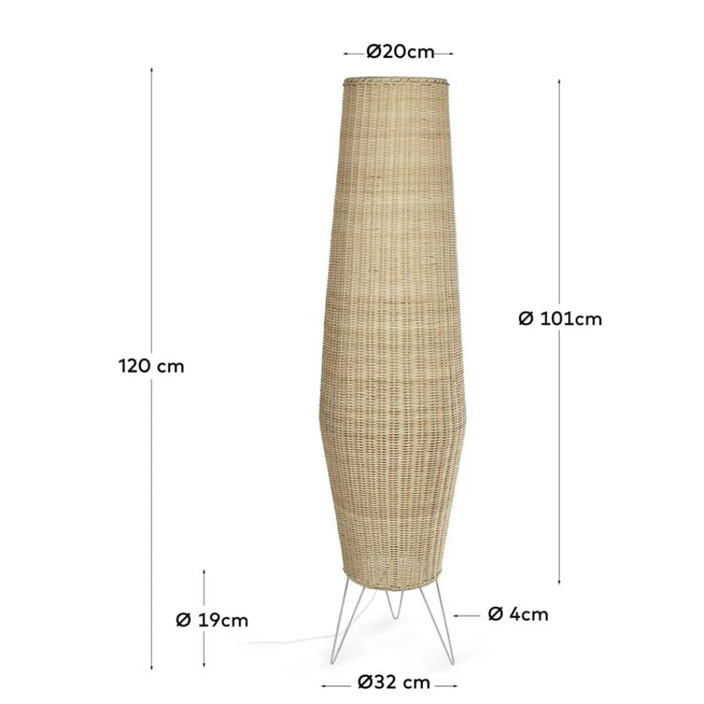 Wohnen Rattanmöbel|Lampen & Leuchten*Rattan Stehleuchte aus Geflecht in Beige - Abelonia