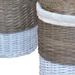 Wohnen Rattan Wäschekörbe Praseida in Grau (2er Set)