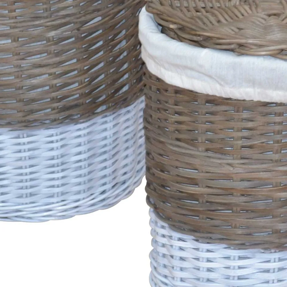 Wohnen Rattan Wäschekörbe Praseida in Grau (2er Set)