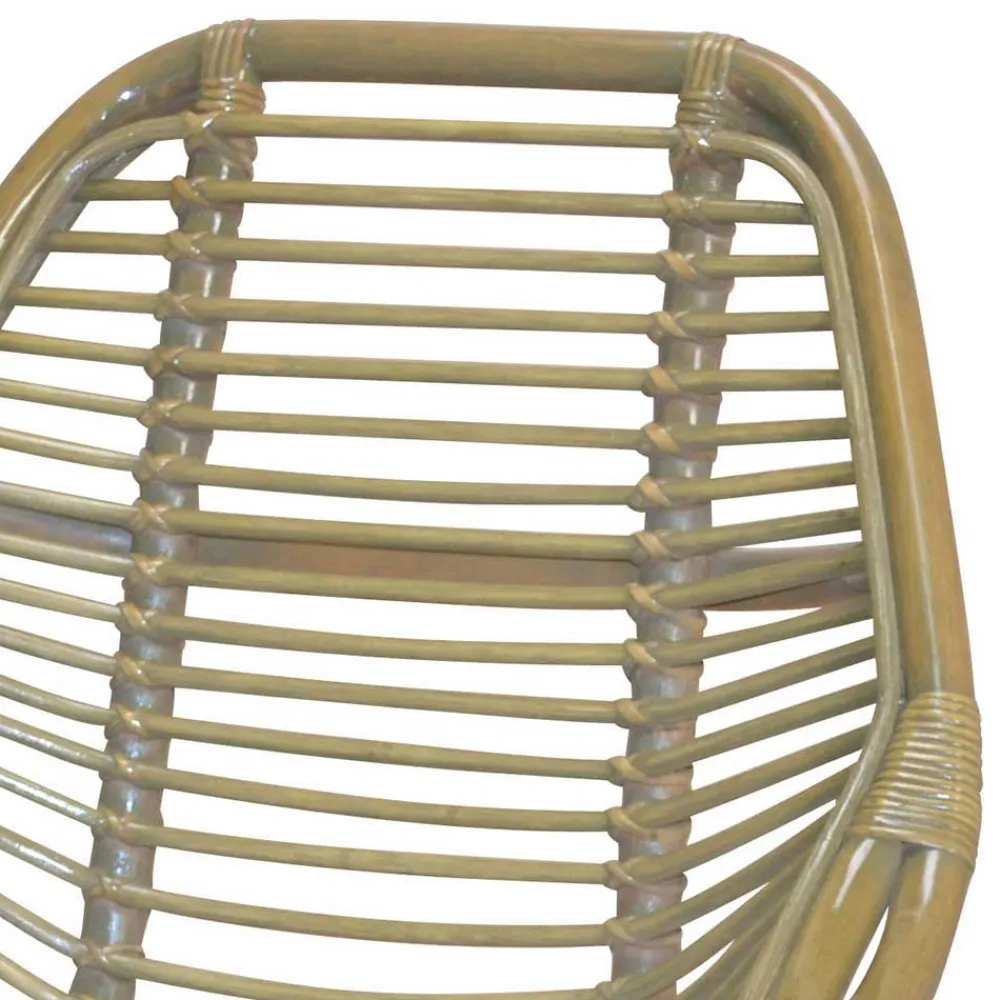 Wohnen Rattanstuhl mit Eisengestell Lina in Grau & Schwarz