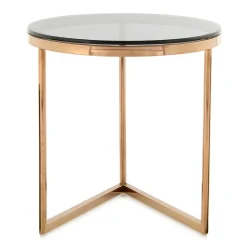 Wohnen Graue Möbel|Glasmöbel*Rauchglas Beistelltisch mit Gestell in Rosegold - Shivan