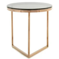 Wohnen Graue Möbel|Glasmöbel*Rauchglas Beistelltisch mit Gestell in Rosegold - Shivan