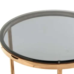 Wohnen Graue Möbel|Glasmöbel*Rauchglas Beistelltisch mit Gestell in Rosegold - Shivan