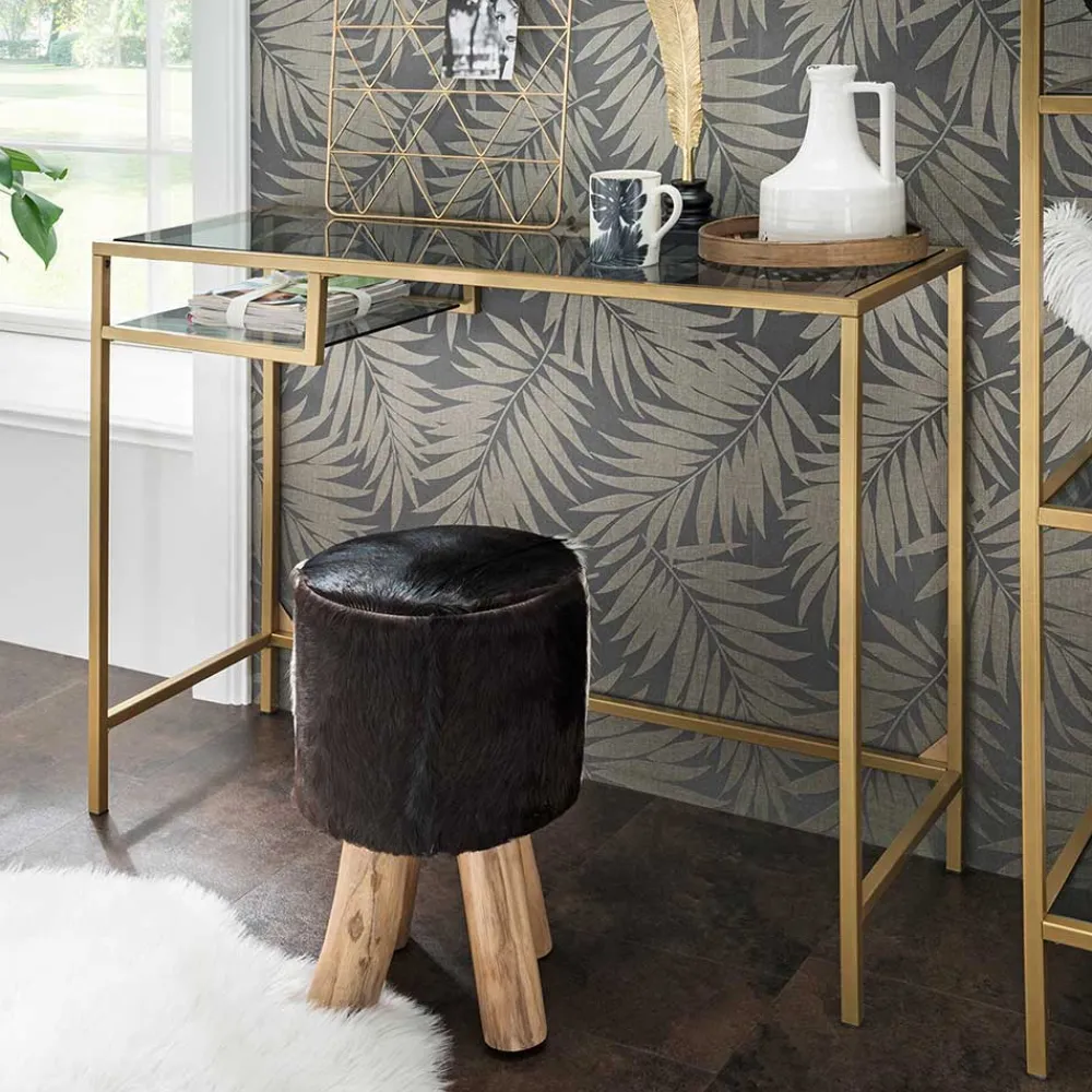 Wohnen Glasmöbel|Sideboards & Kommoden*Rauchglas Konsolentisch mit Metallgestell - Ebruar