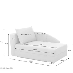 Wohnen Schlafsofas*Recamiere in Hellgrau und Weiß gestreift - Estania