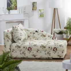 Wohnen Schlafsofas*Recamiere mit Blumen Muster auf weißem Grund - Bairika