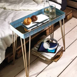 Wohnen Braune Möbel|Glasmöbel*Rechteckiger Beistelltisch mit Spiegelglas Platte - Fire