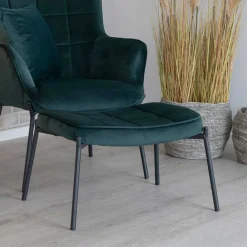 Wohnen Rechteckiger Polsterhocker aus Samt Dunkelgrün - Sanfetra