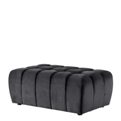 Wohnen Graue Möbel|Sessel & Hocker*Rechteckiger Samthocker in Dunkelgrau - Zeonela