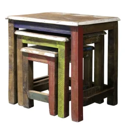 Wohnen Massivholzmöbel|Küchentische*Recyclingholz Dreisatztisch Shabby Style - Joe (dreiteilig)