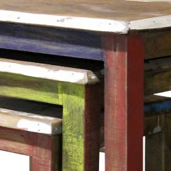 Wohnen Massivholzmöbel|Küchentische*Recyclingholz Dreisatztisch Shabby Style - Joe (dreiteilig)