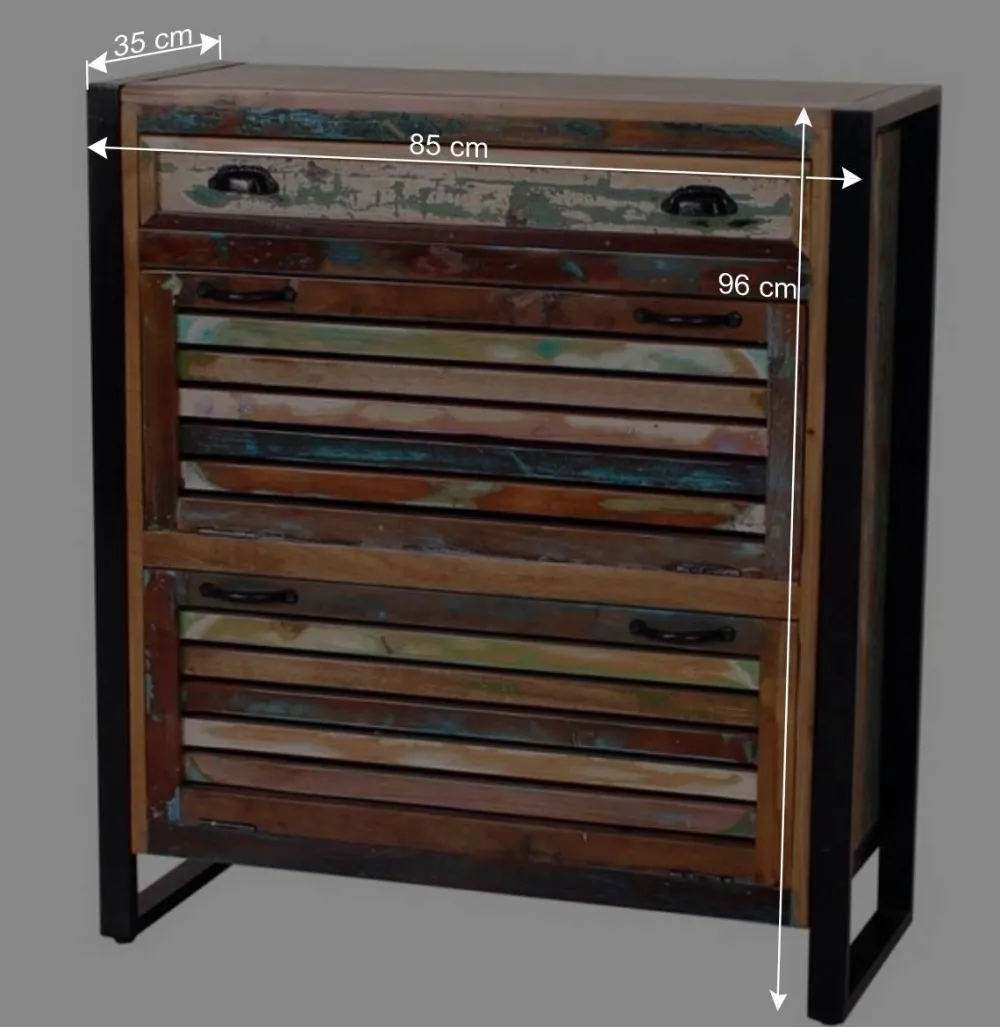 Wohnen Diele Komplett|Shabby Chic Möbel*Recyclingholz Flurmöbel im Shabby Chic - Vosbadus (fünfteilig)