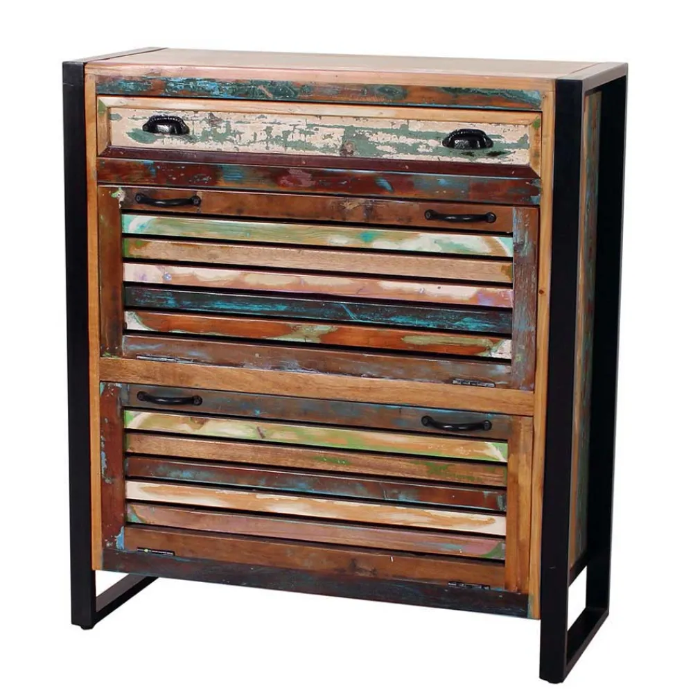 Wohnen Diele Komplett|Shabby Chic Möbel*Recyclingholz Flurmöbel im Shabby Chic - Vosbadus (fünfteilig)