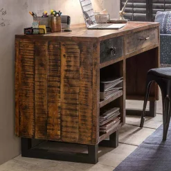 Wohnen Massivholzmöbel|Tische*Recyclingholz Schreibtisch 120x50 cm - Bahiro